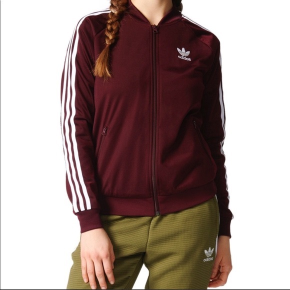 Adidas Burgundy 3-Stripes Track Jacket - Picture 3 of 3